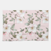 素敵なピンクと白の花のブライダルシャワー キッチンタオル (横)