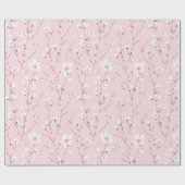 素敵なピンクと白の花のブライダルシャワー ラッピングペーパー (フラット)