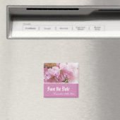 素敵なピンクのさくらんぼの花は日付結婚を保存 マグネット (インサイチュ (食洗機))