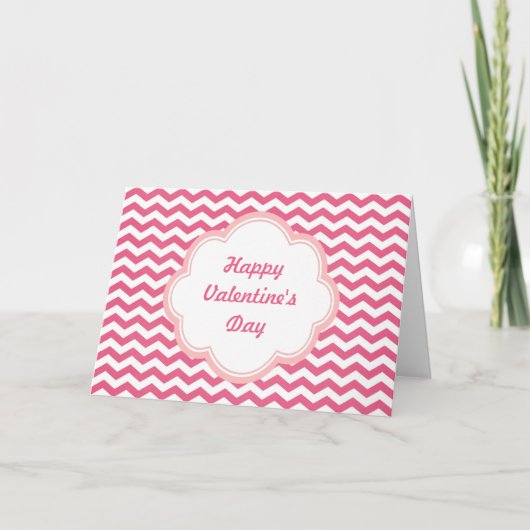 素敵なピンクのシェブロンのバレンタインデーのカード シーズンカード (正面)