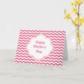 素敵なピンクのシェブロンの母のデイカード カード (黄色い花)