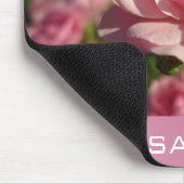 素敵なピンクのバラの花あなたの名前を追加 マウスパッド (コーナー)