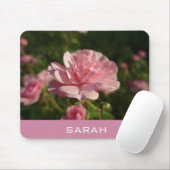 素敵なピンクのバラの花あなたの名前を追加 マウスパッド (マウス)
