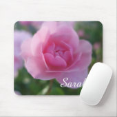素敵なピンクのバラの花あなたの名前を追加 マウスパッド (マウス)