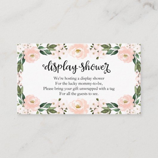 素敵なピンクのフローラ赤ちゃんシャワー表示シャワーエンクル エンクロージャーカード (正面)