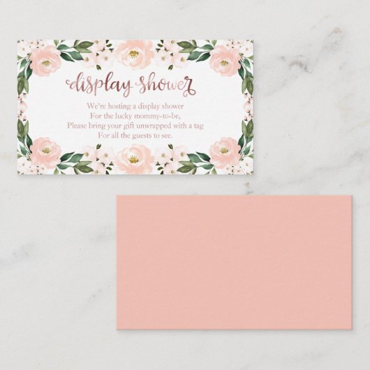 素敵なピンクのフローラ赤ちゃんシャワー表示シャワーエンクル エンクロージャーカード (正面/裏面)