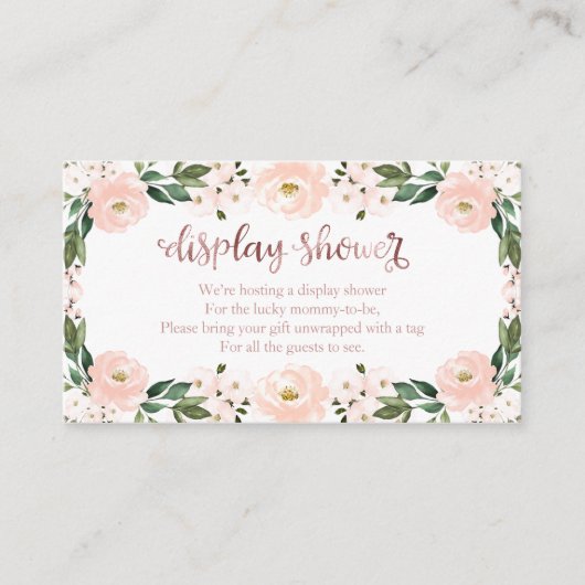 素敵なピンクのフローラ赤ちゃんシャワー表示シャワーエンクル エンクロージャーカード (正面)