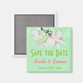 素敵なピンクのリンゴの花の緑の日付を保存 マグネット (正面/裏面)