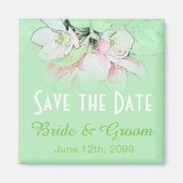 素敵なピンクのリンゴの花の緑の日付を保存 マグネット