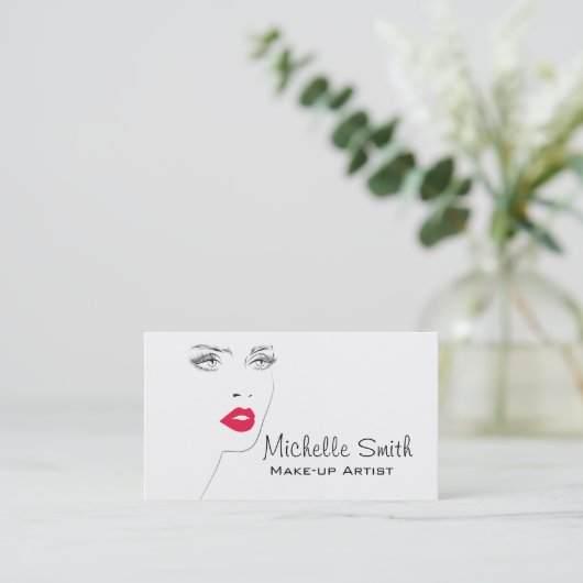 素敵なピンクの唇メイクアップアーティストの名刺 名刺 (スタンド正面)