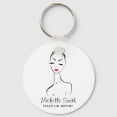 素敵なピンクの唇メイクアップアーティストブランディング キーホルダー (正面)