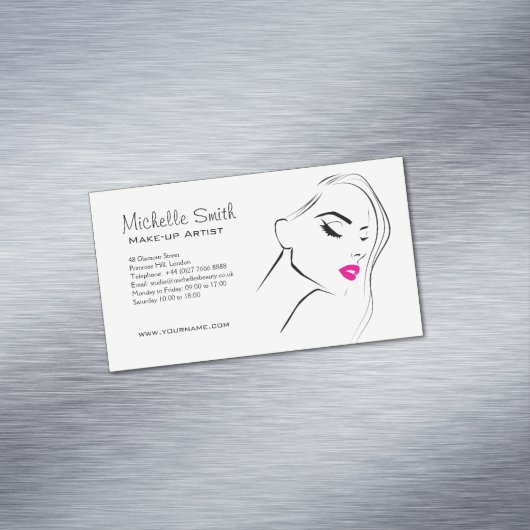 素敵なピンクの唇メイクアップアーティストブランディング マグネット名刺 (インサイチュ)