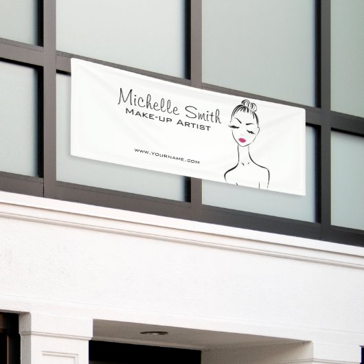 素敵なピンクの唇メイクアップアーティストブランディング 横断幕 (ビルの外側)