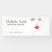 素敵なピンクの唇メイクアップアーティストブランディング 横断幕 (横)