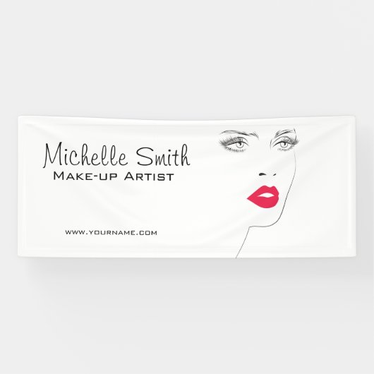 素敵なピンクの唇メイクアップアーティストブランディング 横断幕 (横)