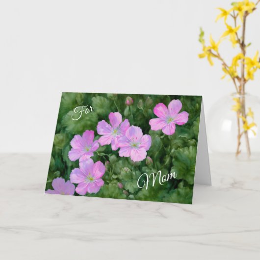 素敵なピンクの花園アート 母の日 カード (黄色い花)