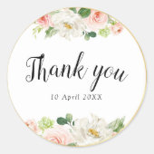 素敵なピンクの赤面フローラ感謝していあなたのシール ラウンドシール (正面)