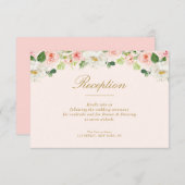 素敵なピンクの赤面花結婚式のレセプションカード 出欠カード (正面/裏面)