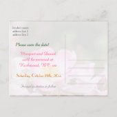 素敵なピンクの野生のバラの花結婚式は日付を保存 案内ポストカード (裏面)