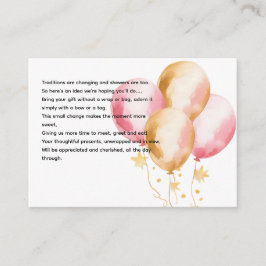 素敵なピンク色のバルーンのシャワー表示要求 エンクロージャーカード