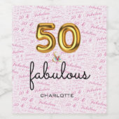 素敵なピンク金ゴールド50歳の誕生日パーティー ワインラベル (シングルラベル)