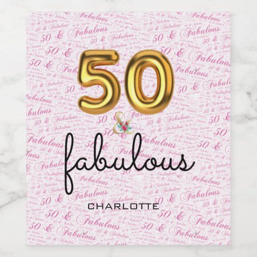 素敵なピンク金ゴールド50歳の誕生日パーティー ワインラベル (シングルラベル)