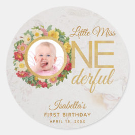 素敵なファーストバースデーフォト フローラル ローズ リース ラウンドシール