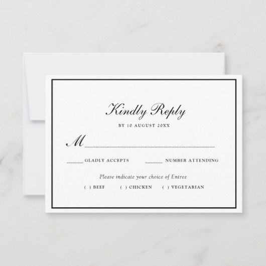 素敵なフレームミールの選択ウェディングRSVPカード 出欠カード (正面)