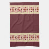 素敵なフローラアクセントのバーガンディとクリーム キッチンタオル (縦)