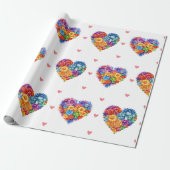 素敵なフローラハートオンホワイトバレンタインデー ラッピングペーパー (アンロールド)