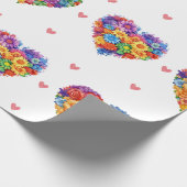 素敵なフローラハートオンホワイトバレンタインデー ラッピングペーパー (角)