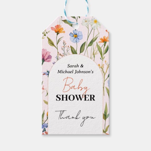 素敵なフローラベビーシャワー ギフトタグ (正面)