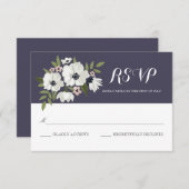 素敵なフローラRSVPカード – 紫 出欠カード (正面/裏面)