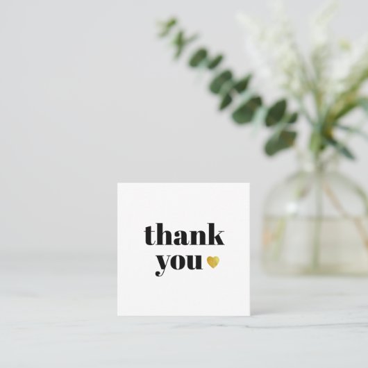 素敵なブラック文字金ゴールド心感謝してい満あなた スクエア名刺 (スタンド正面)