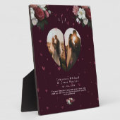 素敵なブルゴーニュカスタムーハートの形のカップルの写真 フォトプラーク (側面)