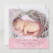 素敵なベビーガール誕生の発表ピンク写真 案内状 (正面)