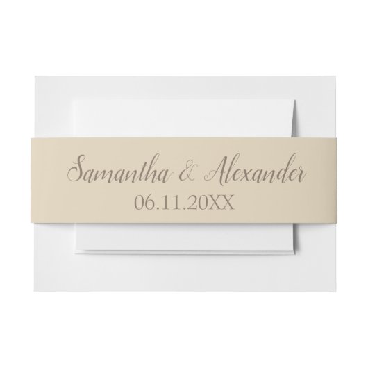 素敵なベージュとブラウン 招待状ベリーバンド (正面例)