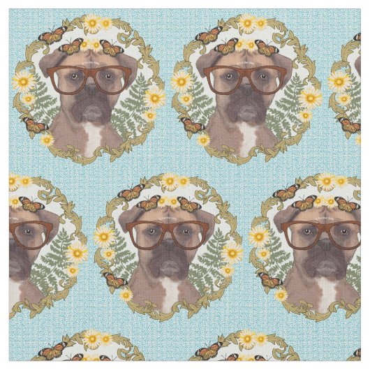 素敵なボクサー犬 ファブリック (クローズアップ)