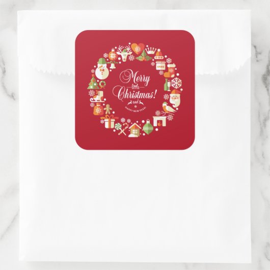 素敵なメリー小クリスマス |シール スクエアシール (バッグ)