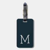 素敵なモノグラムの深いブルーのワールドマップさん ラゲッジタグ (裏面縦)