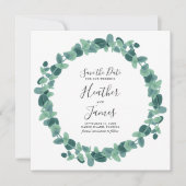 素敵なユーカリの結婚式の日付を保存 セーブザデート (正面)