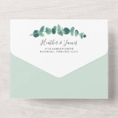 素敵なユーカリ幾何学模様のリース ウェディング オールインワン招待状 (裏面)