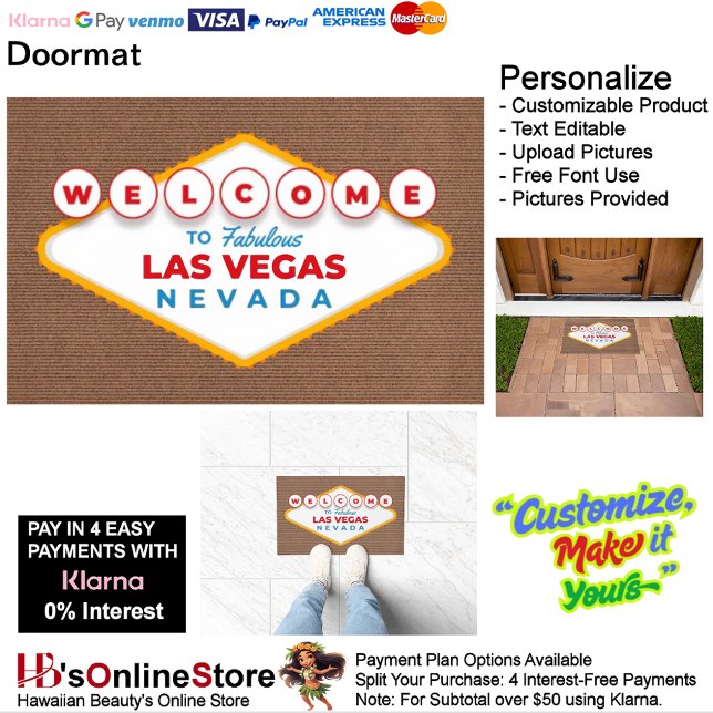 素敵なラスベガスネバダ島へようこそ ドアマット (Welcome to Fabulous Las Vegas Nevada Doormat.)