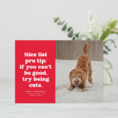 素敵なリストおもしろいかわいい赤い写真クリスマス シーズンカード (スタンド正面)