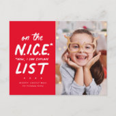 素敵なリストおもしろいかわいい赤2枚の写真クリスマス シーズンポストカード (正面)