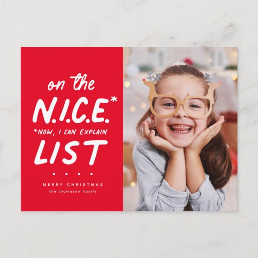 素敵なリストおもしろいかわいい赤2枚の写真クリスマス シーズンポストカード (正面)