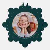 素敵なリストおもしろいかわいい1つの写真グリーンクリスマス オーナメントカード (裏面)