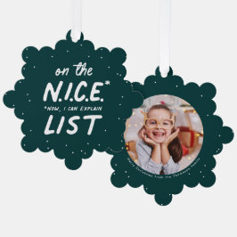 素敵なリストおもしろいかわいい1つの写真グリーンクリスマス オーナメントカード