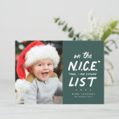 素敵なリストおもしろいかわいい1つの写真グリーンクリスマス シーズンカード (スタンド正面)