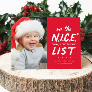 素敵なリストおもしろいかわいい1枚の写真レッドクリスマス シーズンカード